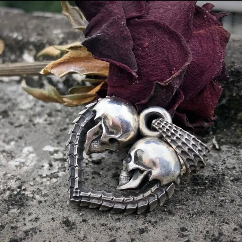 Double Skull Heart Pendant from Fierce Fusion