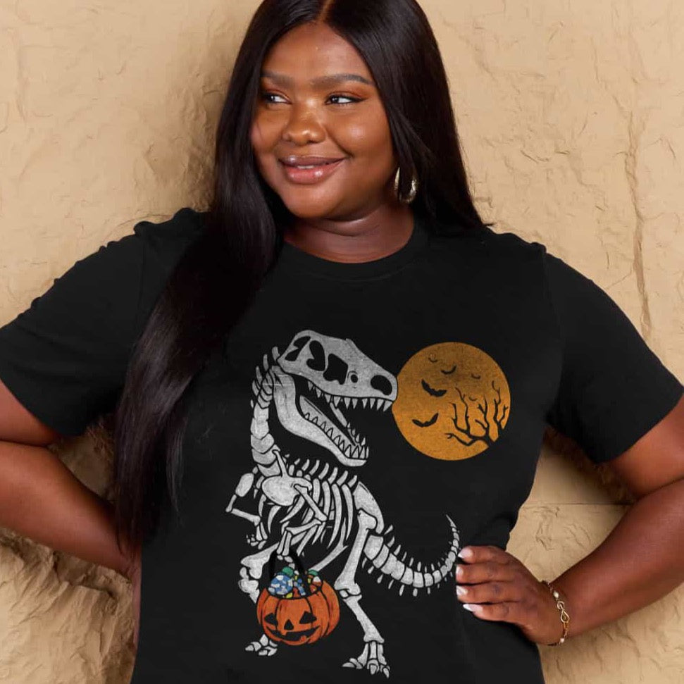 Simply Love Full Size Dinosaur Skeleton Graphic Cotton T-Shirt