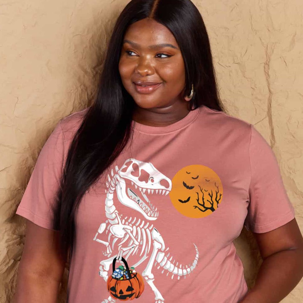 Simply Love Full Size Dinosaur Skeleton Graphic Cotton T-Shirt